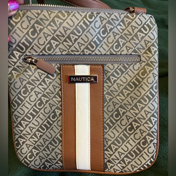 NWOT WOMEN’s Nautical Brown-Tan, Cream, and Bronze Crossbody Bag - Picture 1 of 8